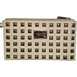 Michael Kors White & Gold Pyramid Stud Clutch